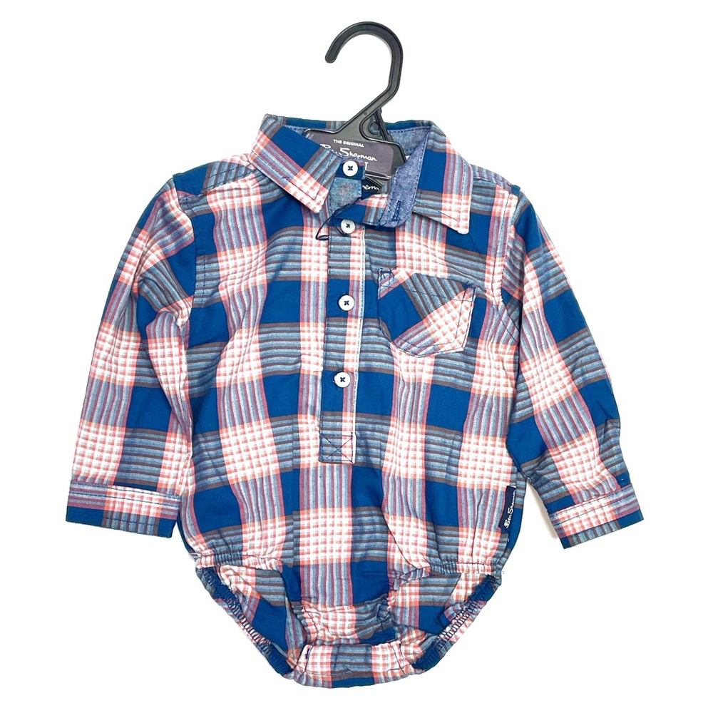 Ben Sherman • plaid onesie and utility pants Outfit • 6-9 months - Picture 4 of 12